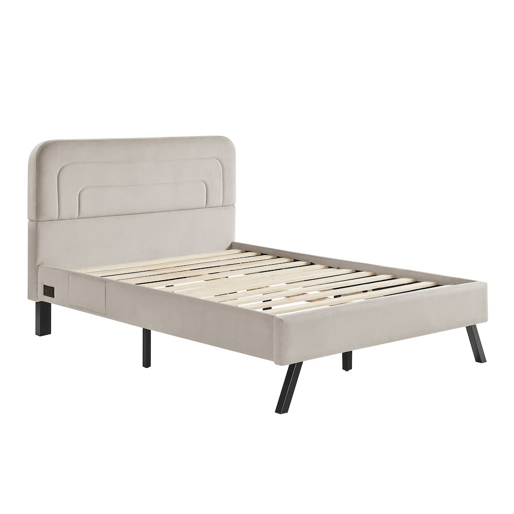 Adaline Upholstered Bed Full Light Gray. Picture 2