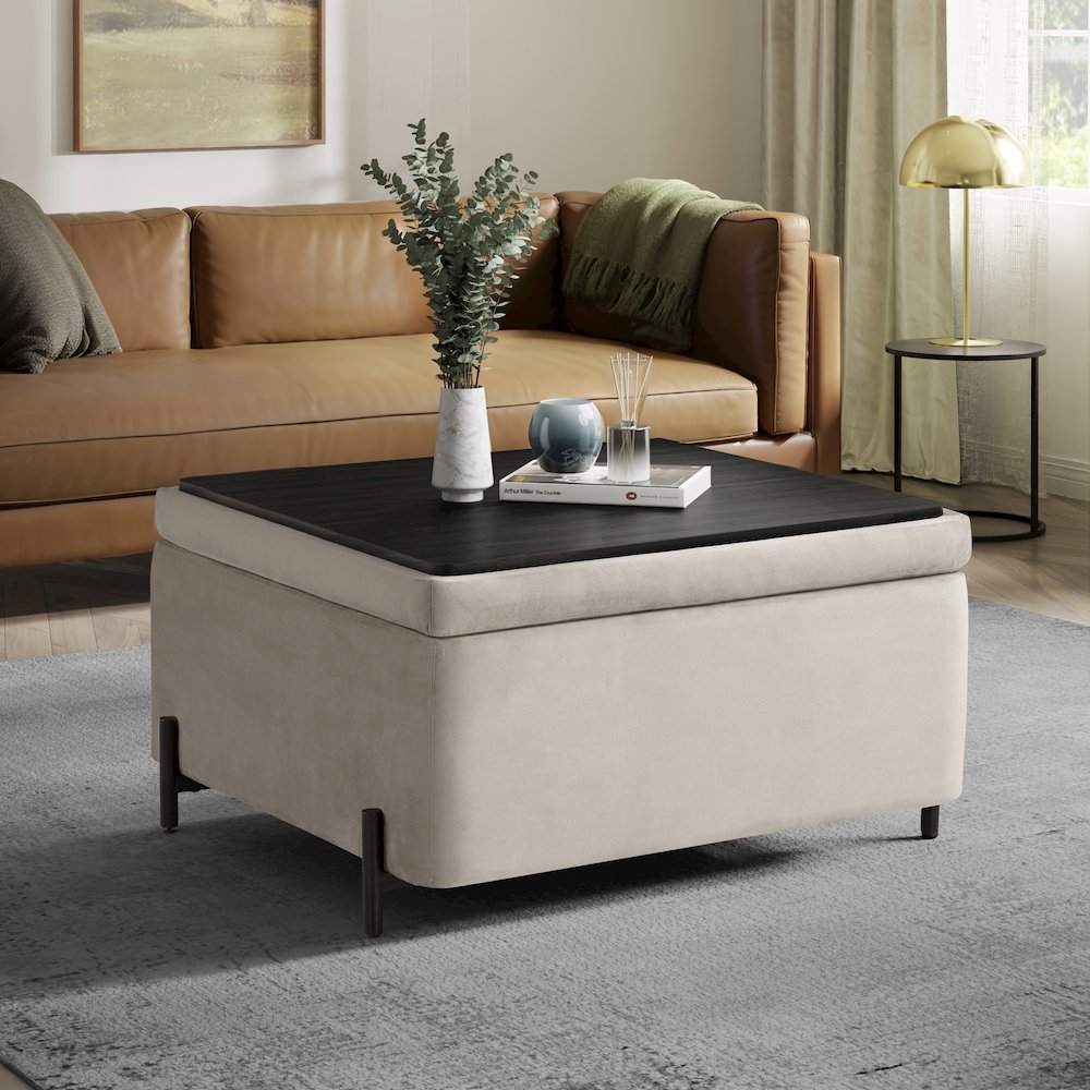 Kona Storage Ottoman Large Taupe. Picture 2