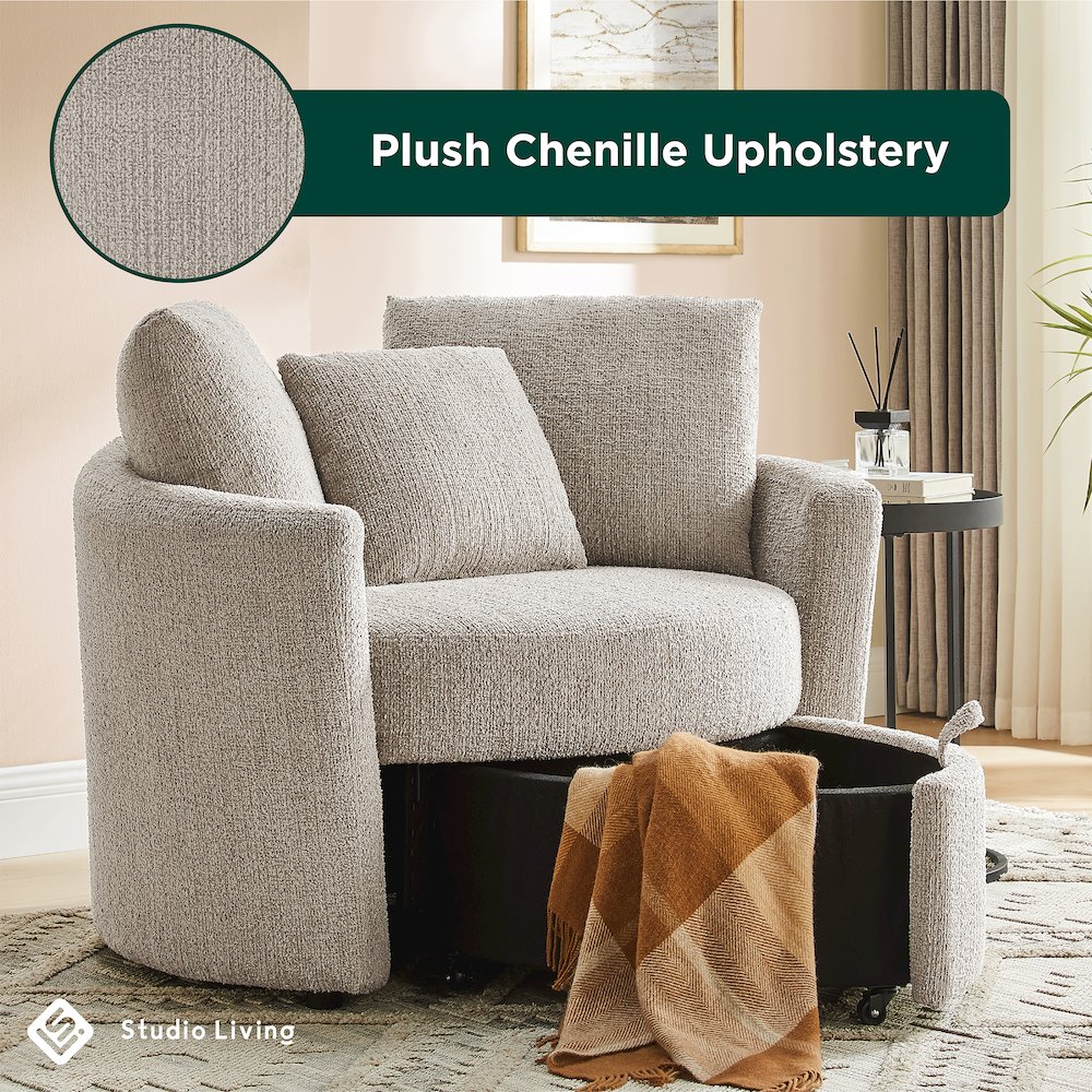 Beckett Storage Chair Taupe. Picture 3