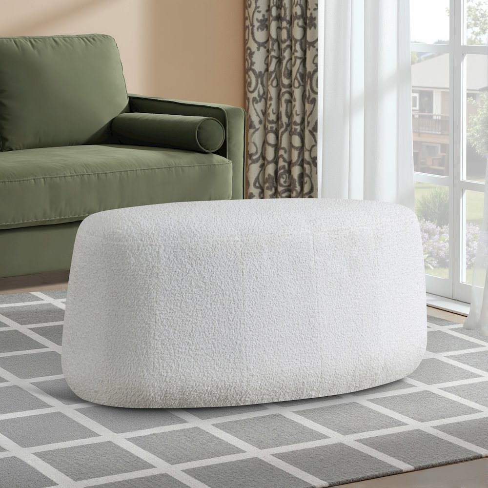 Kayden Upholstered Ottoman Large White. Picture 9
