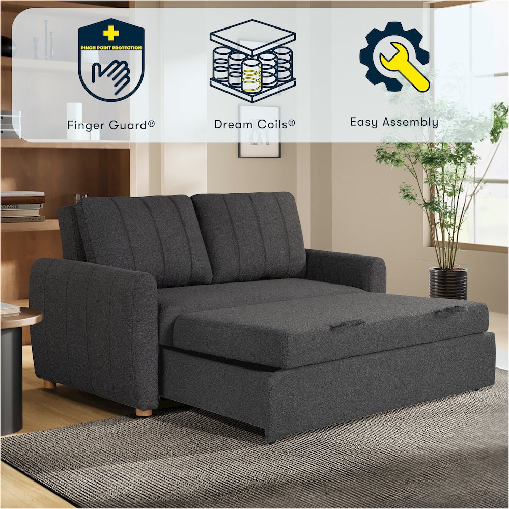 Galloway Convertible Loveseat Charcoal. Picture 21