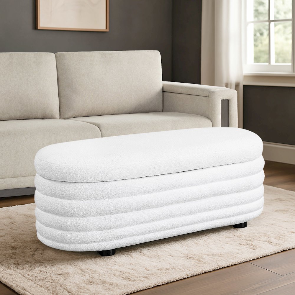 Lancaster Storage Ottoman Large White. Picture 2