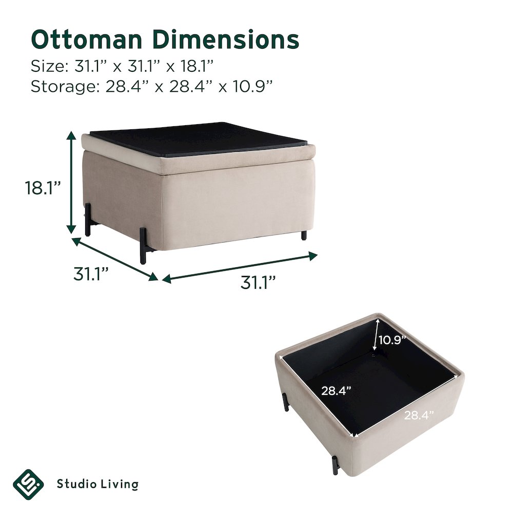 Kona Storage Ottoman Large Taupe. Picture 23
