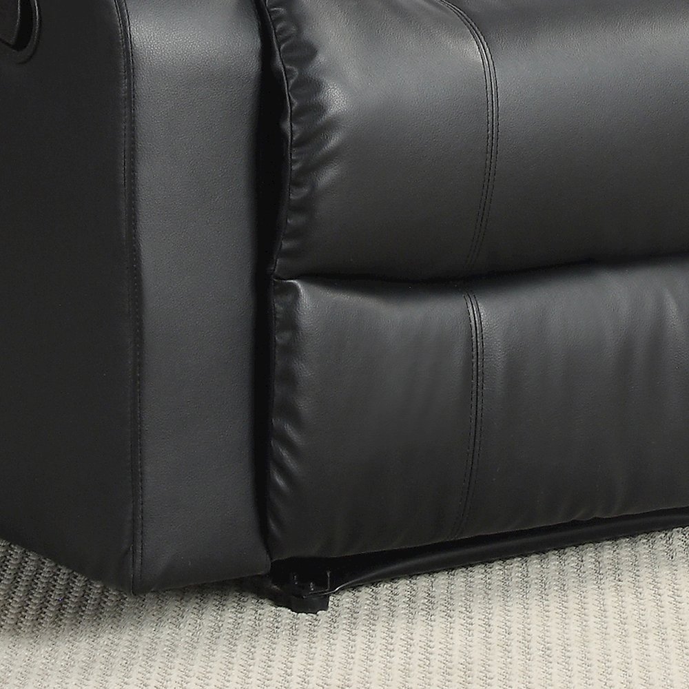 Parker Recliner Black Vegan Leather. Picture 4