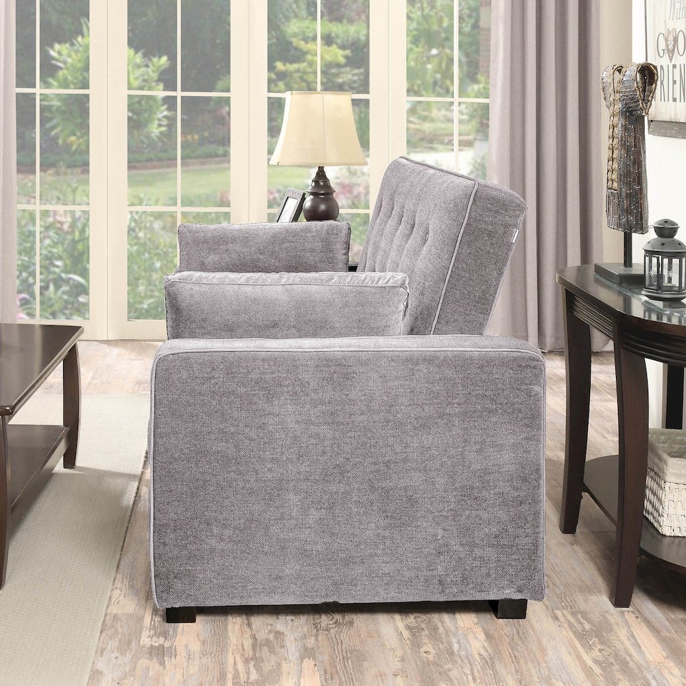Augustine Full Convertible Loveseat Light Grey. Picture 4