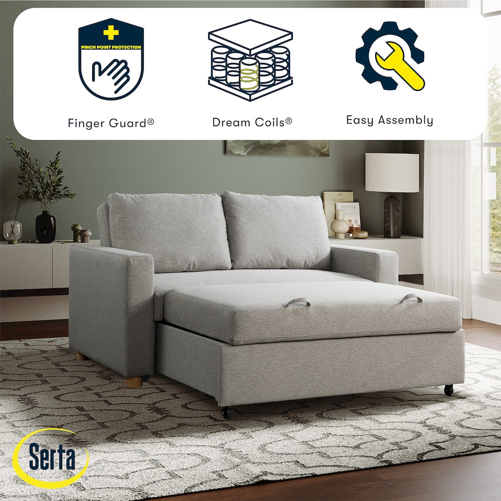 Tyler Convertible Sofa Light Grey Woven. Picture 16