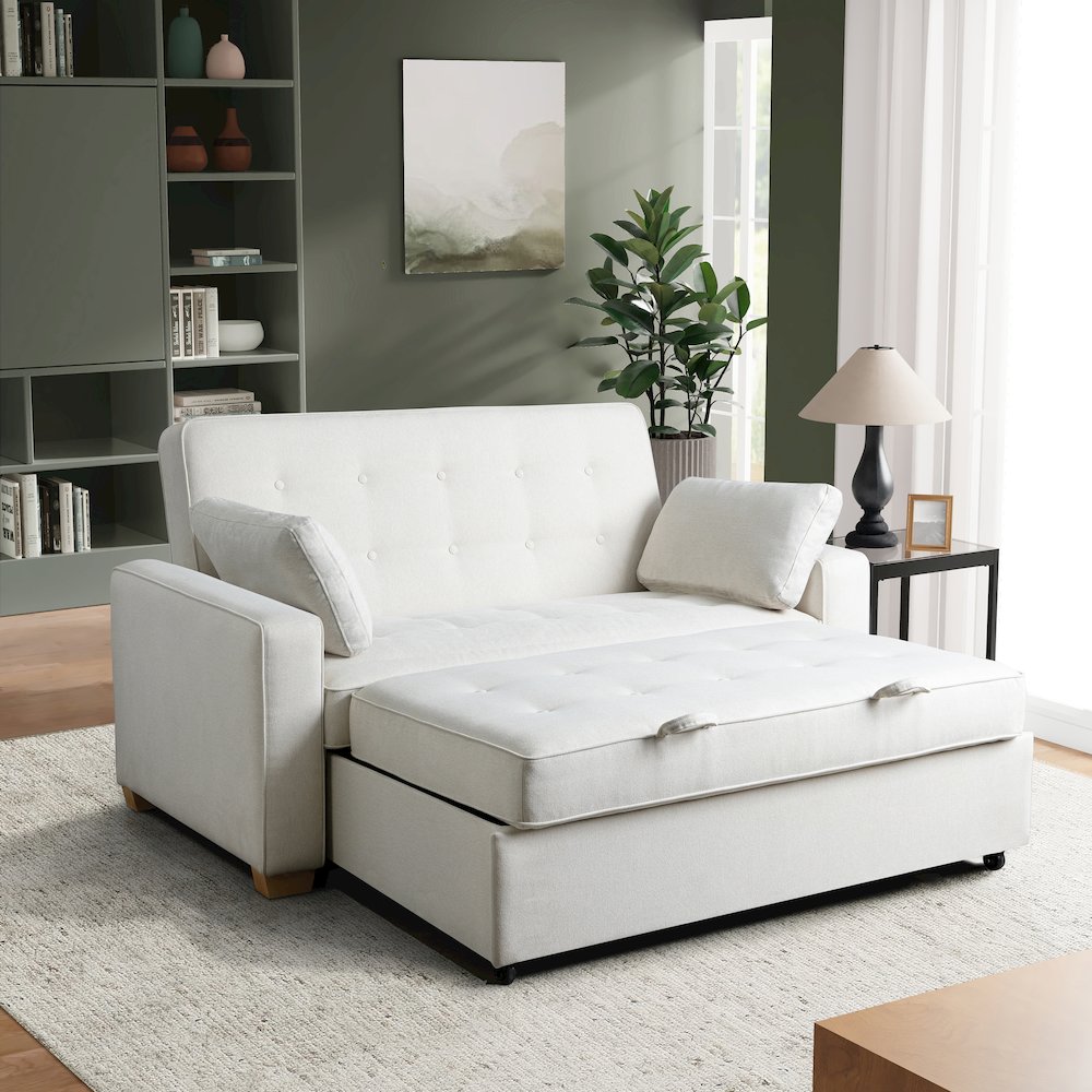 Augustine Full Convertible Loveseat Oyster. Picture 25