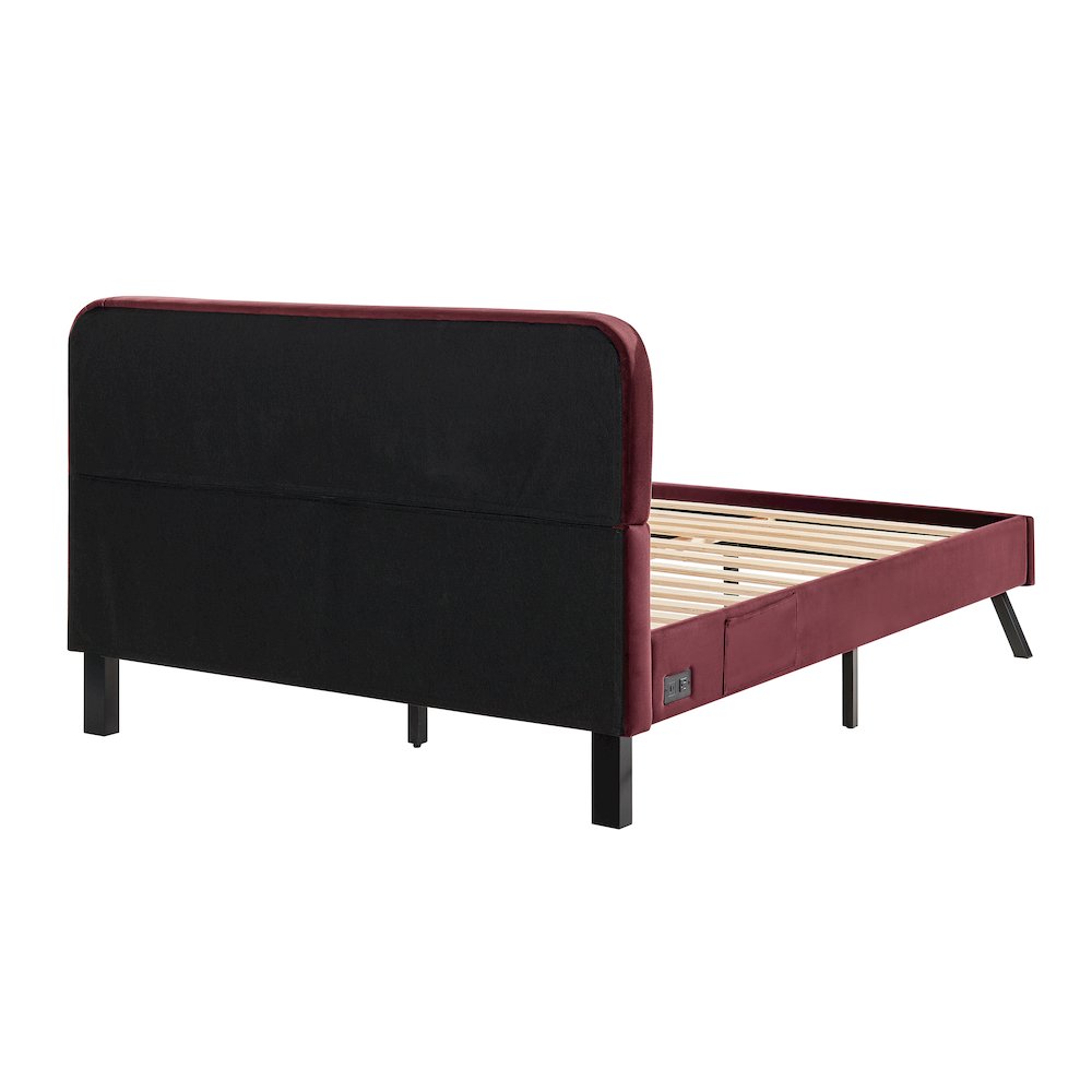 Adaline Upholstered Bed Queen Burgundy. Picture 5