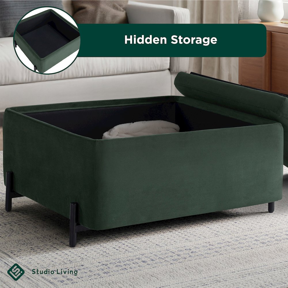 Kona Storage Ottoman Large Green. Picture 22