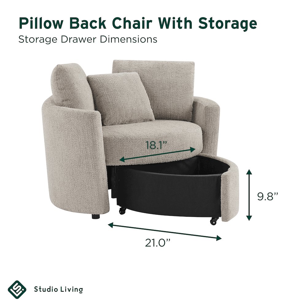 Beckett Storage Chair Taupe. Picture 6