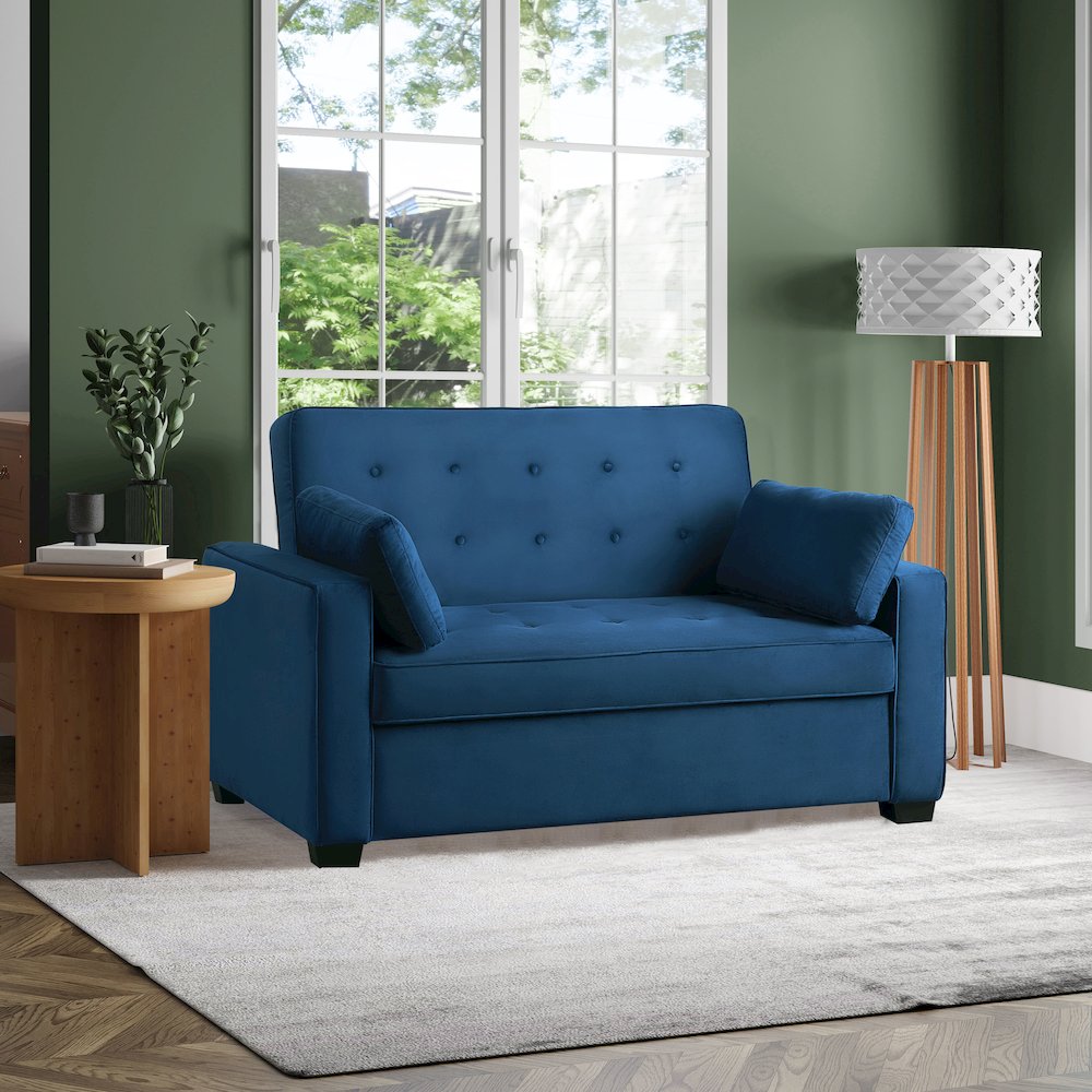 Augustine Full Convertible Loveseat Navy Blue. Picture 18