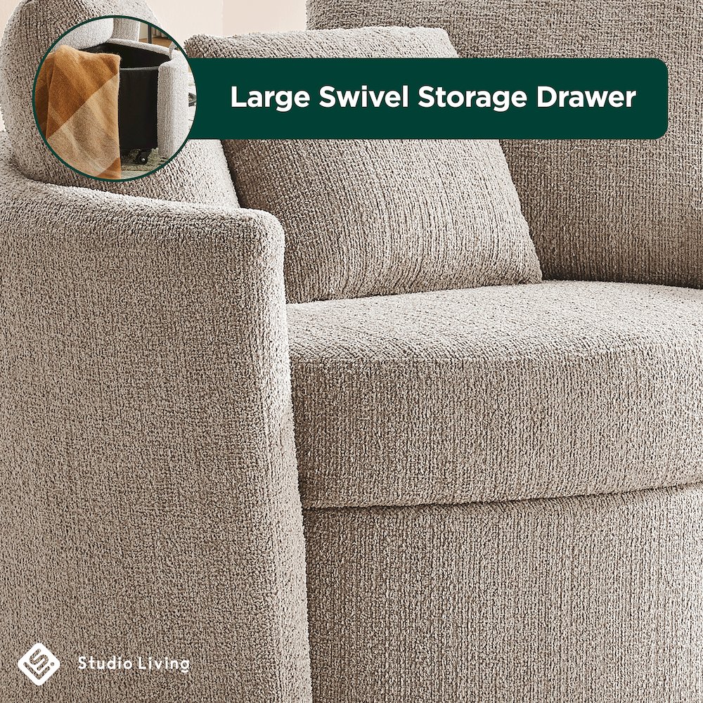 Beckett Storage Chair Taupe. Picture 4