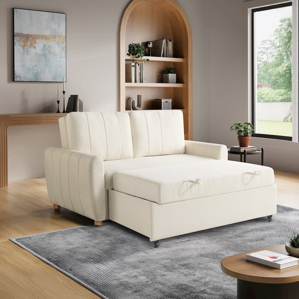 Galloway Convertible Loveseat Ivory. Picture 19