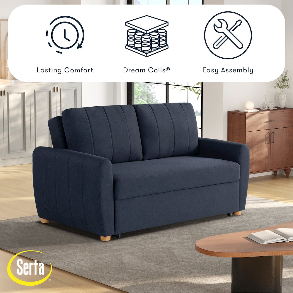 Galloway Convertible Loveseat Navy. Picture 23