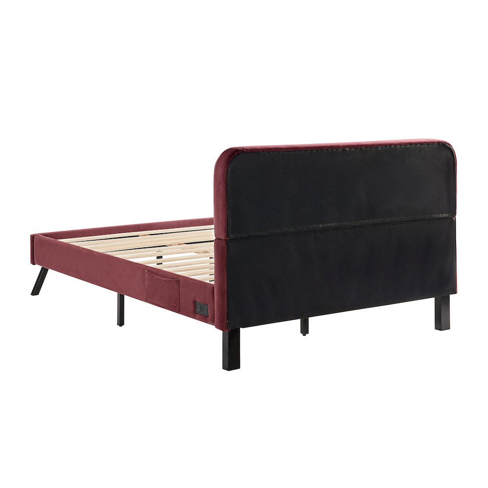 Adaline Upholstered Bed Queen Burgundy. Picture 6