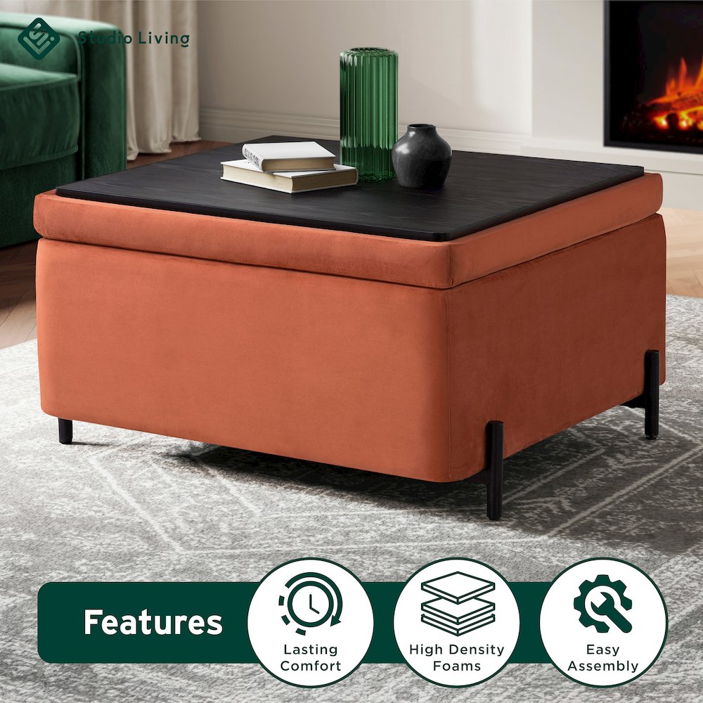 Kona Storage Ottoman Large Rust. Picture 24