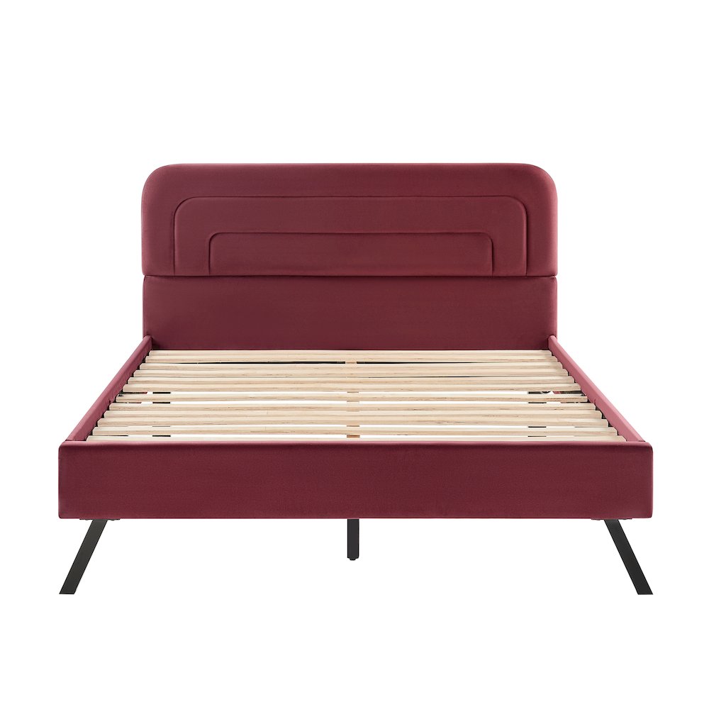 Adaline Upholstered Bed Queen Burgundy. Picture 3