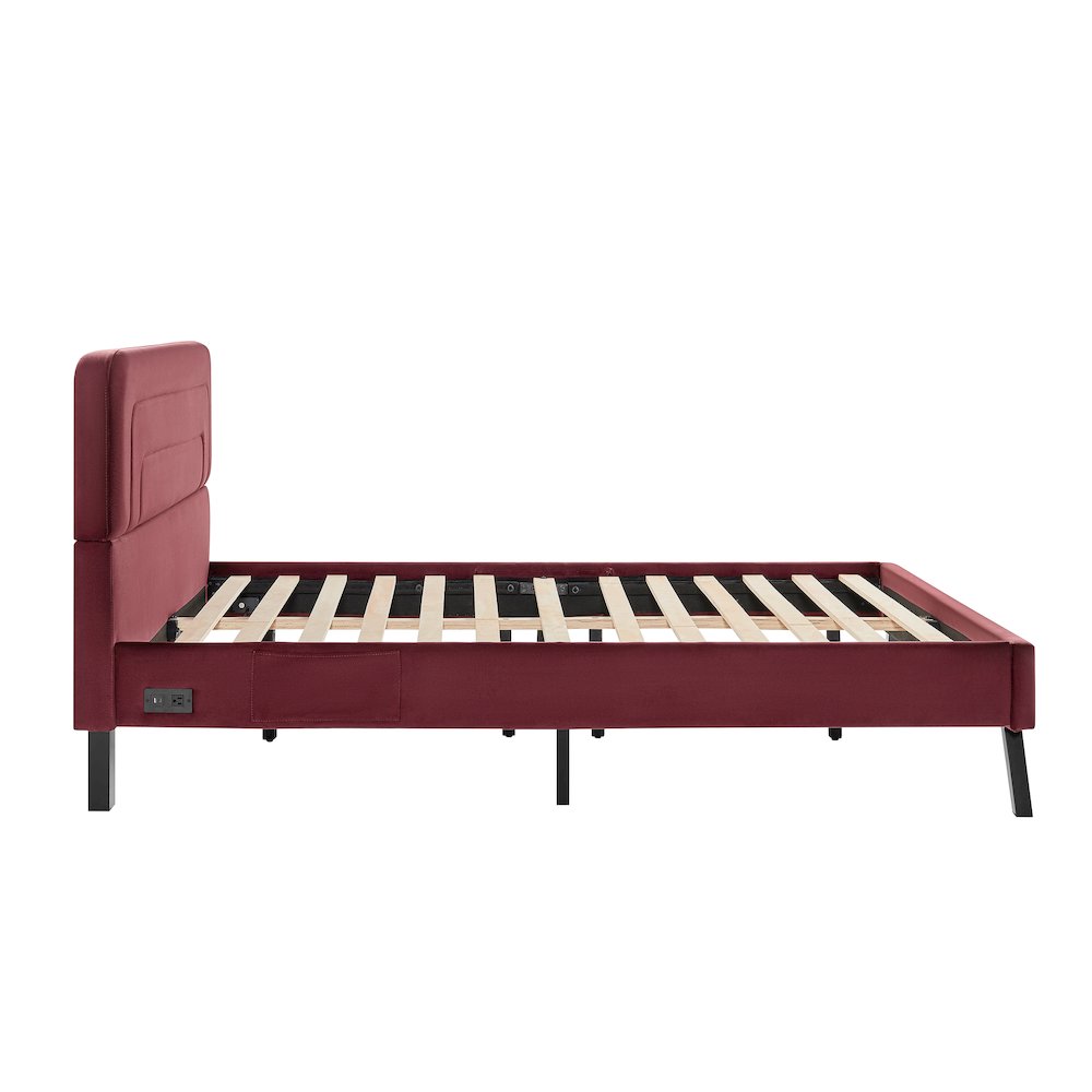 Adaline Upholstered Bed Queen Burgundy. Picture 4