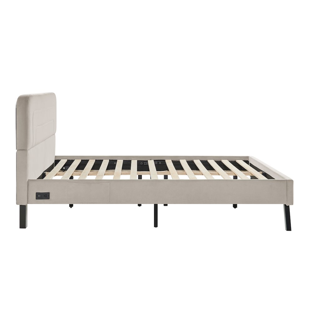 Adaline Upholstered Bed Queen Light Gray. Picture 4