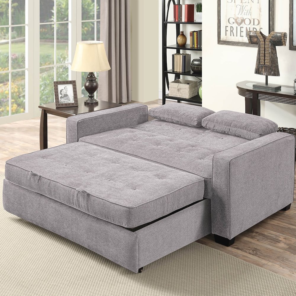 Augustine Full Convertible Loveseat Light Grey. Picture 6