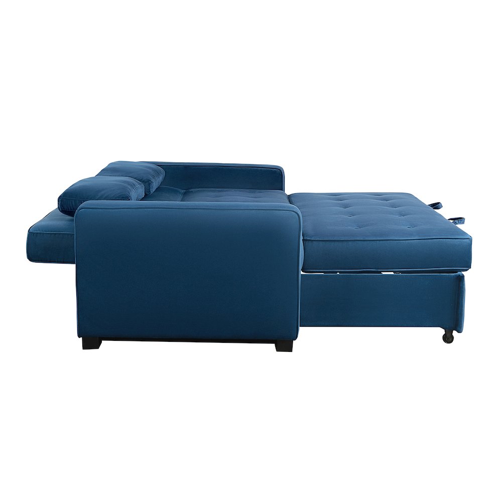 Augustine Queen Convertible Sofa Navy Blue. Picture 17