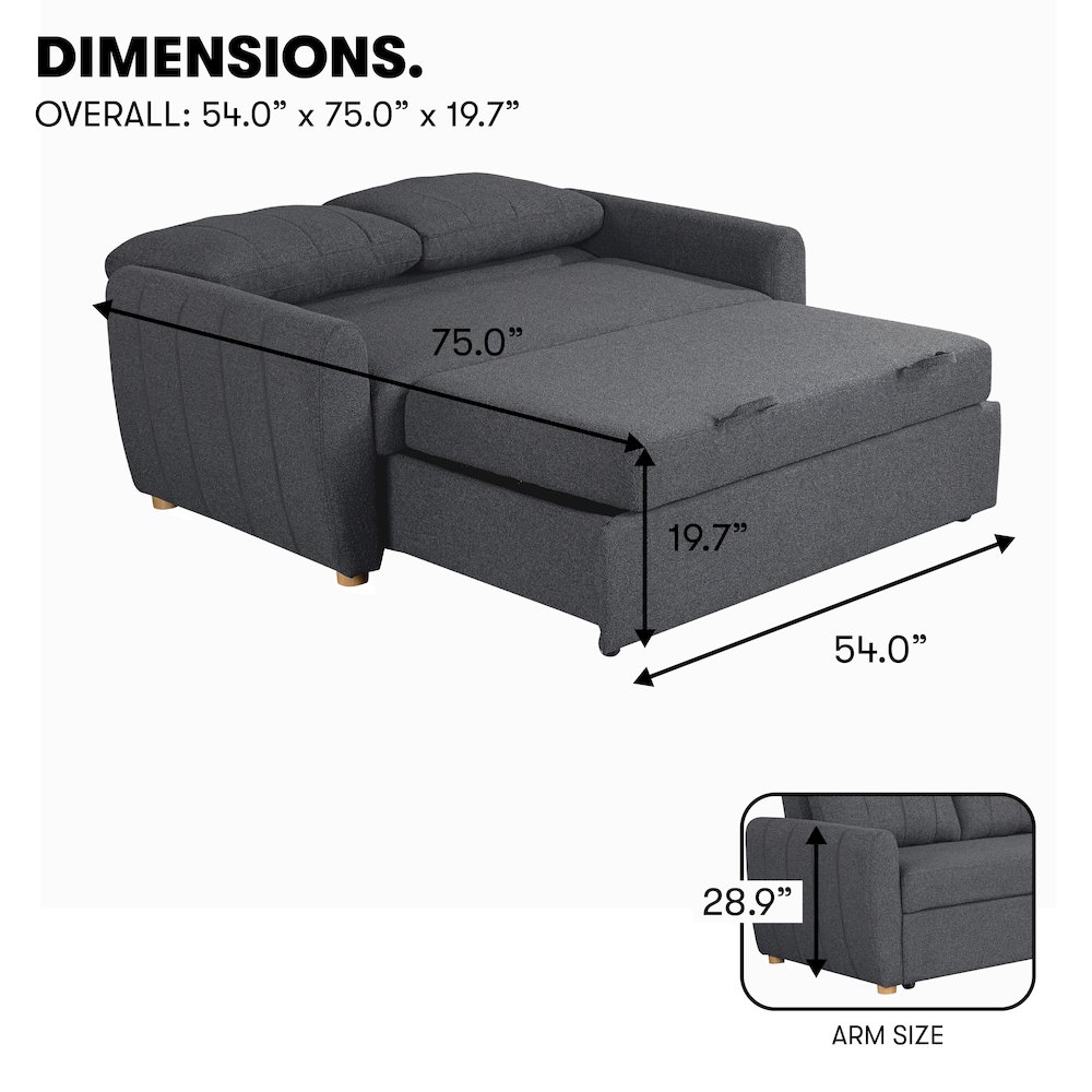 Galloway Convertible Loveseat Charcoal. Picture 18