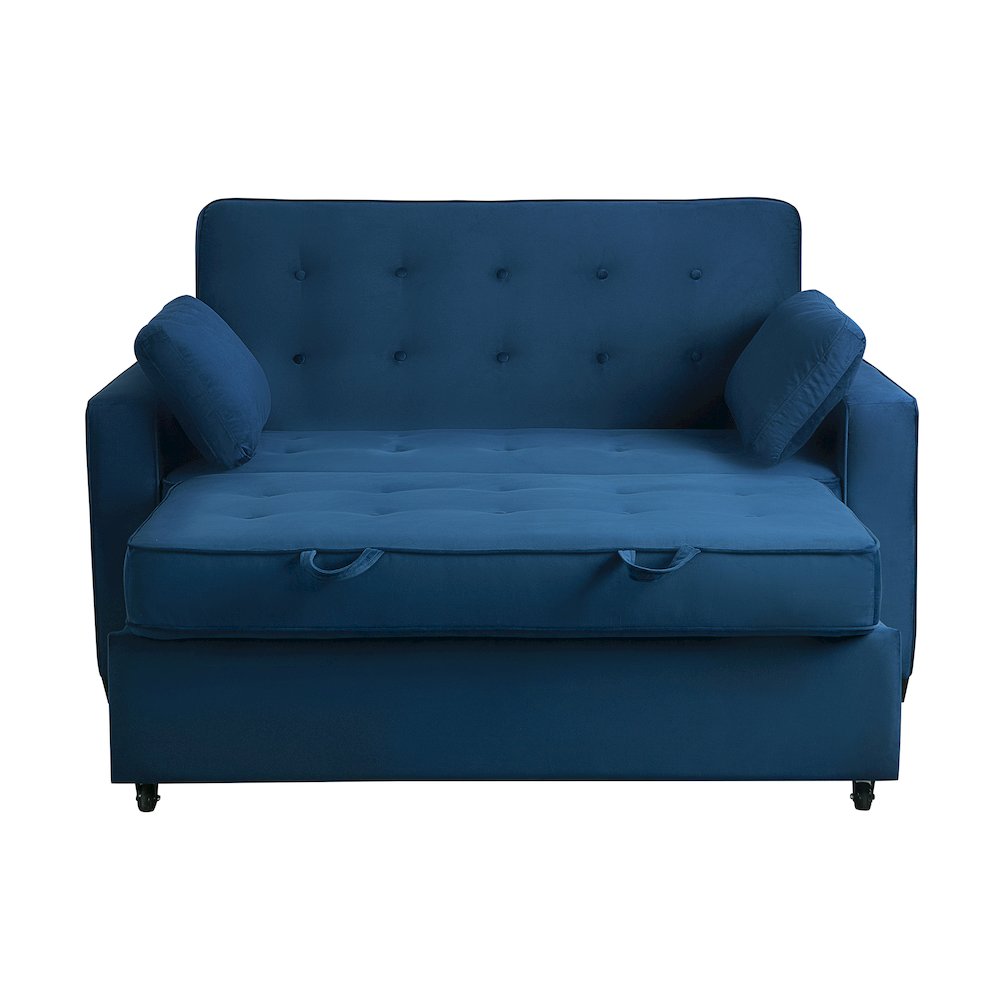 Augustine Full Convertible Loveseat Navy Blue. Picture 5