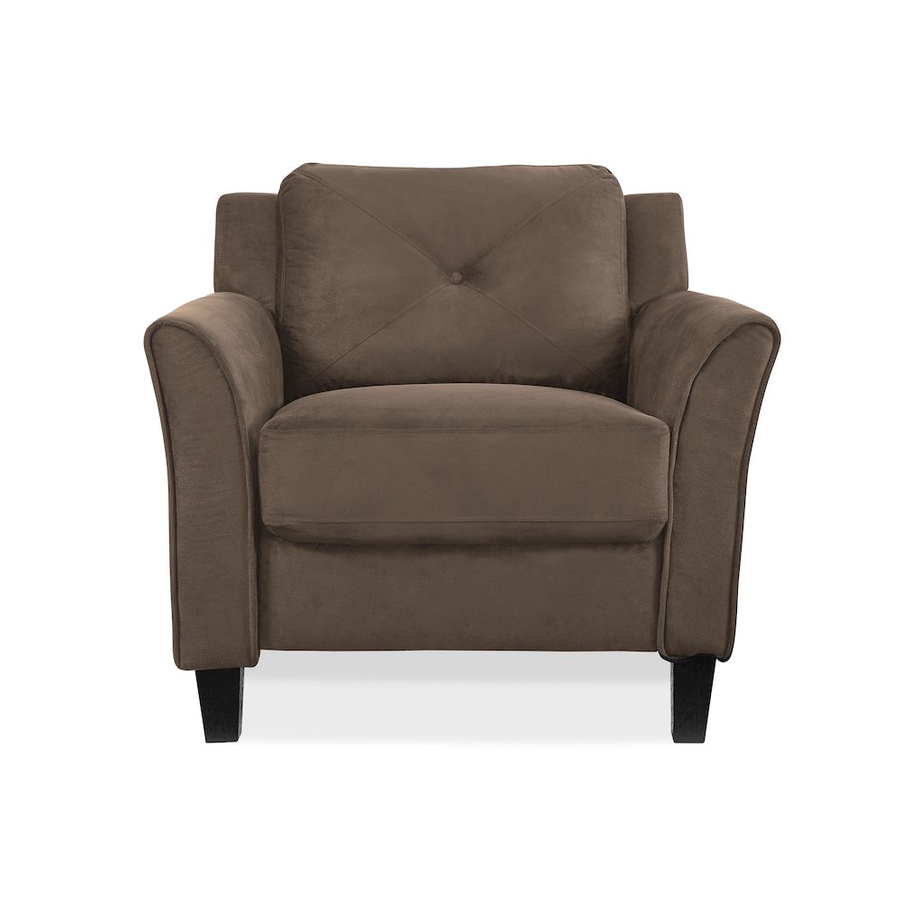 Hartford Chair Fabric Rolled Arms Brown. Picture 7