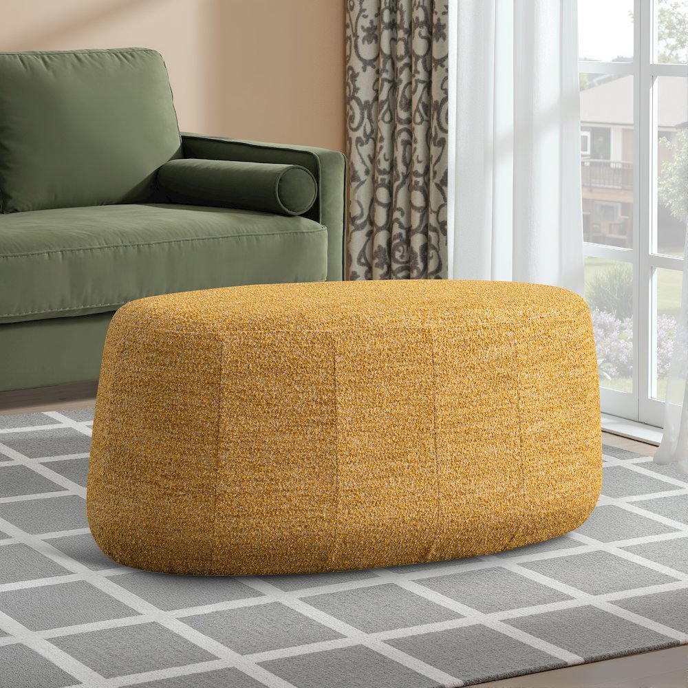 Kayden Upholstered Ottoman Large Mustard. Picture 11