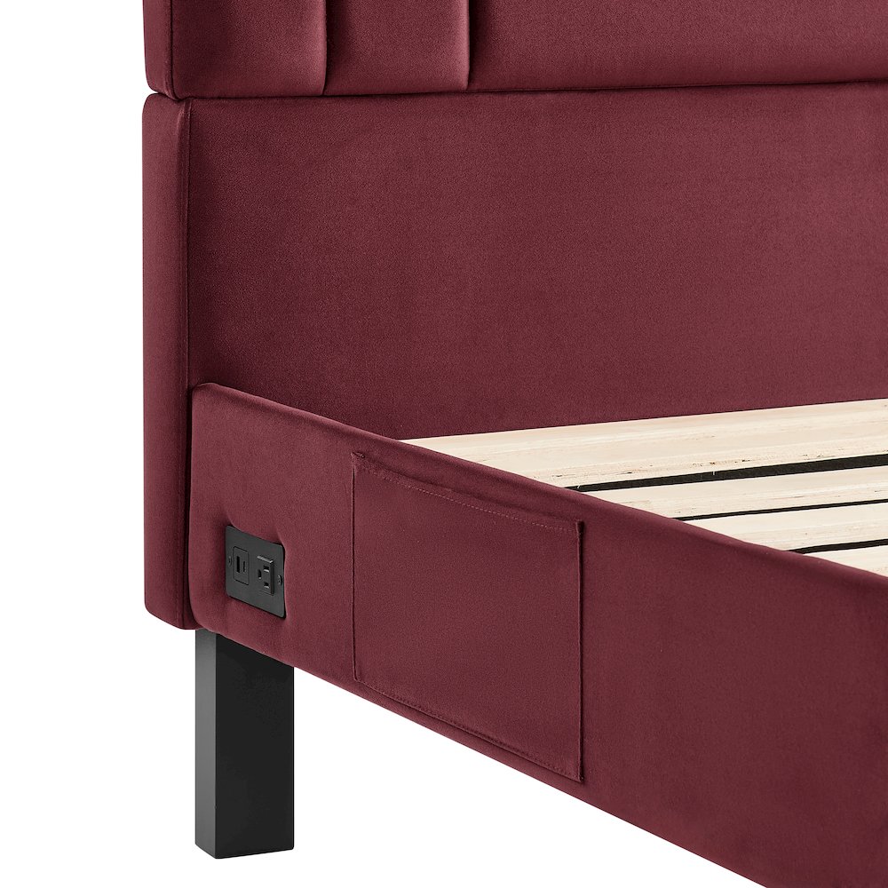 Adaline Upholstered Bed Queen Burgundy. Picture 9