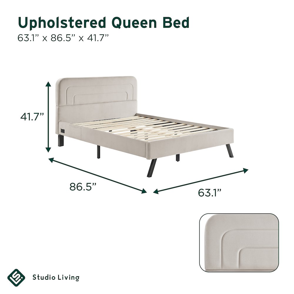 Adaline Upholstered Bed Queen Light Gray. Picture 17