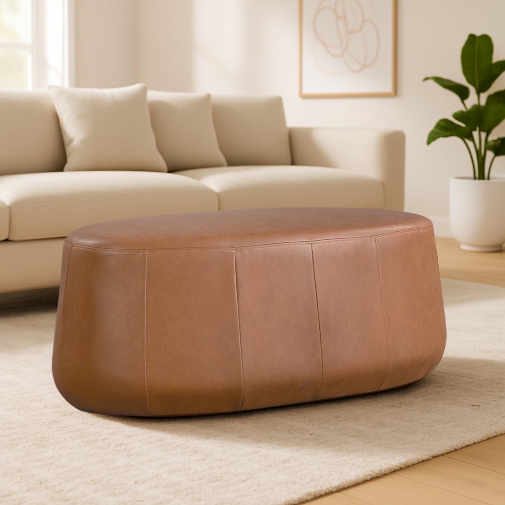 Kayden Upholstered Ottoman Large Carmel. Picture 2