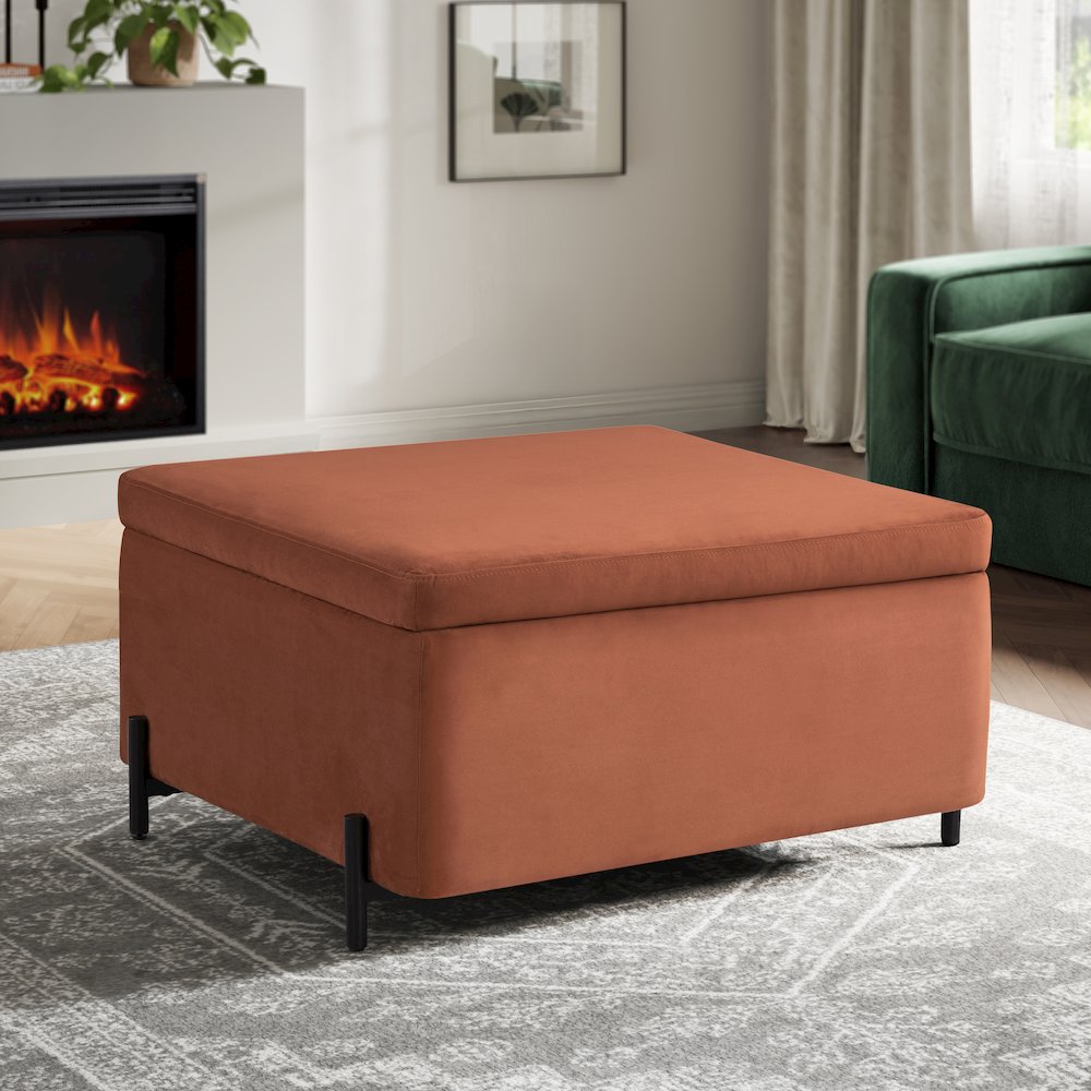 Kona Storage Ottoman Large Rust. Picture 4