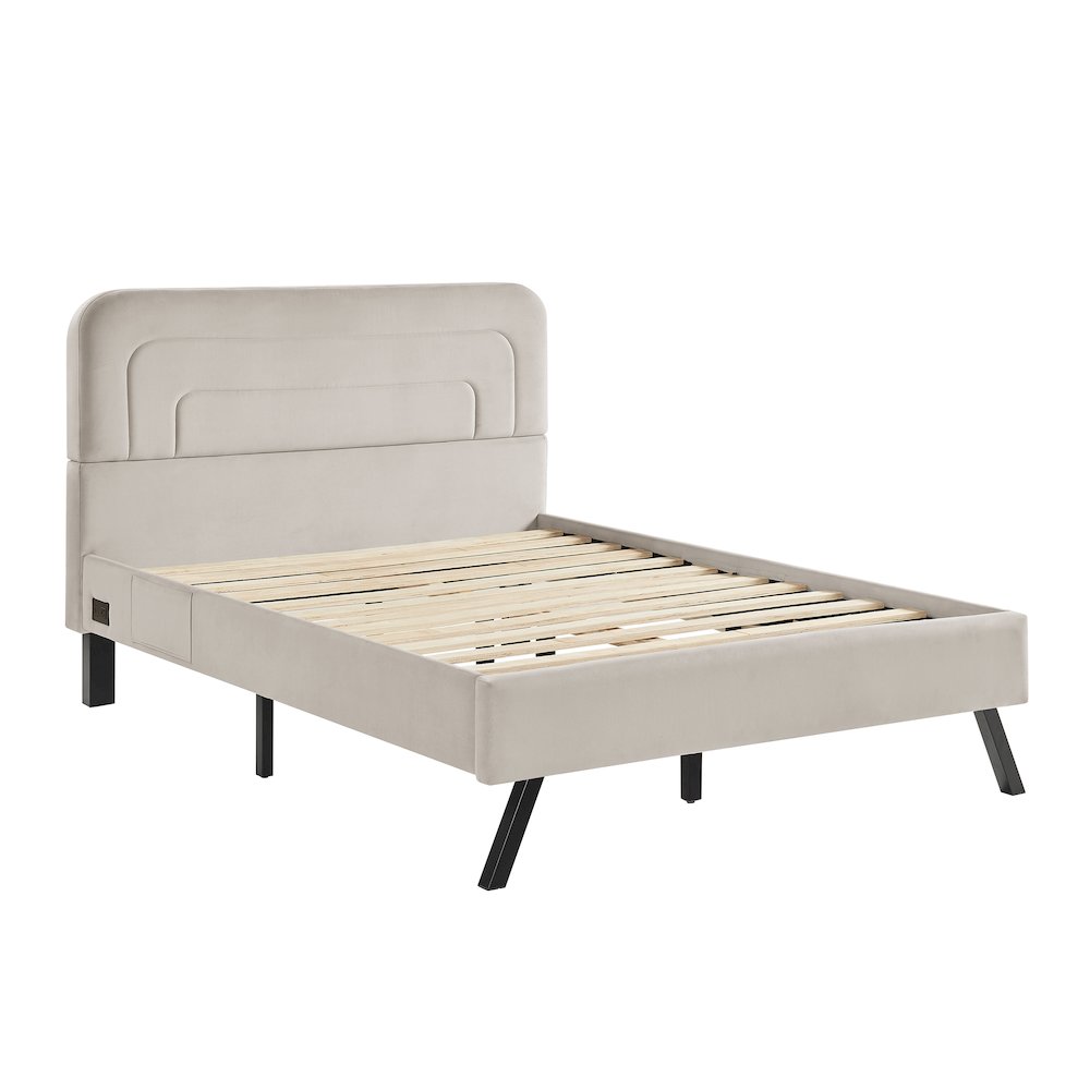 Adaline Upholstered Bed Full Light Gray. Picture 1