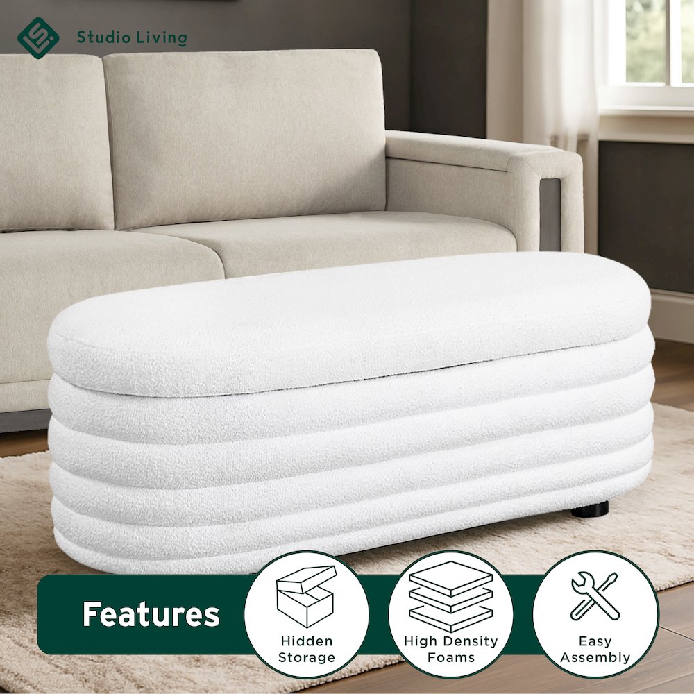 Lancaster Storage Ottoman Large White. Picture 14
