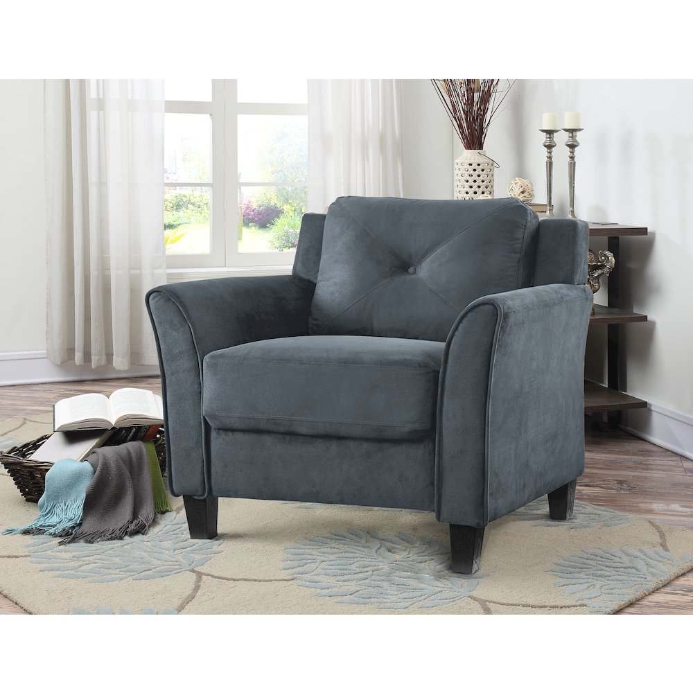 Hartford Chair Rolled Arms Dark Grey. Picture 8