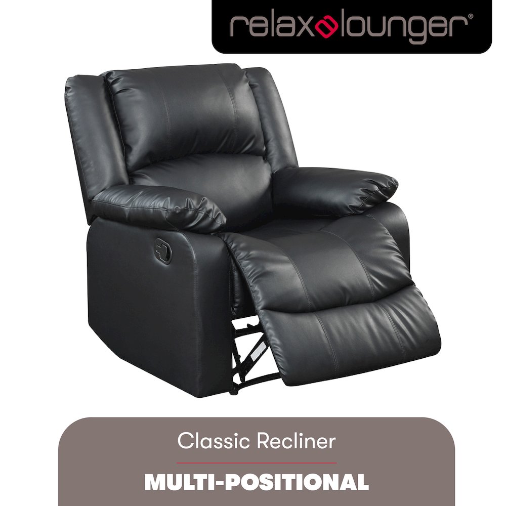 Parker Recliner Black Vegan Leather. Picture 3