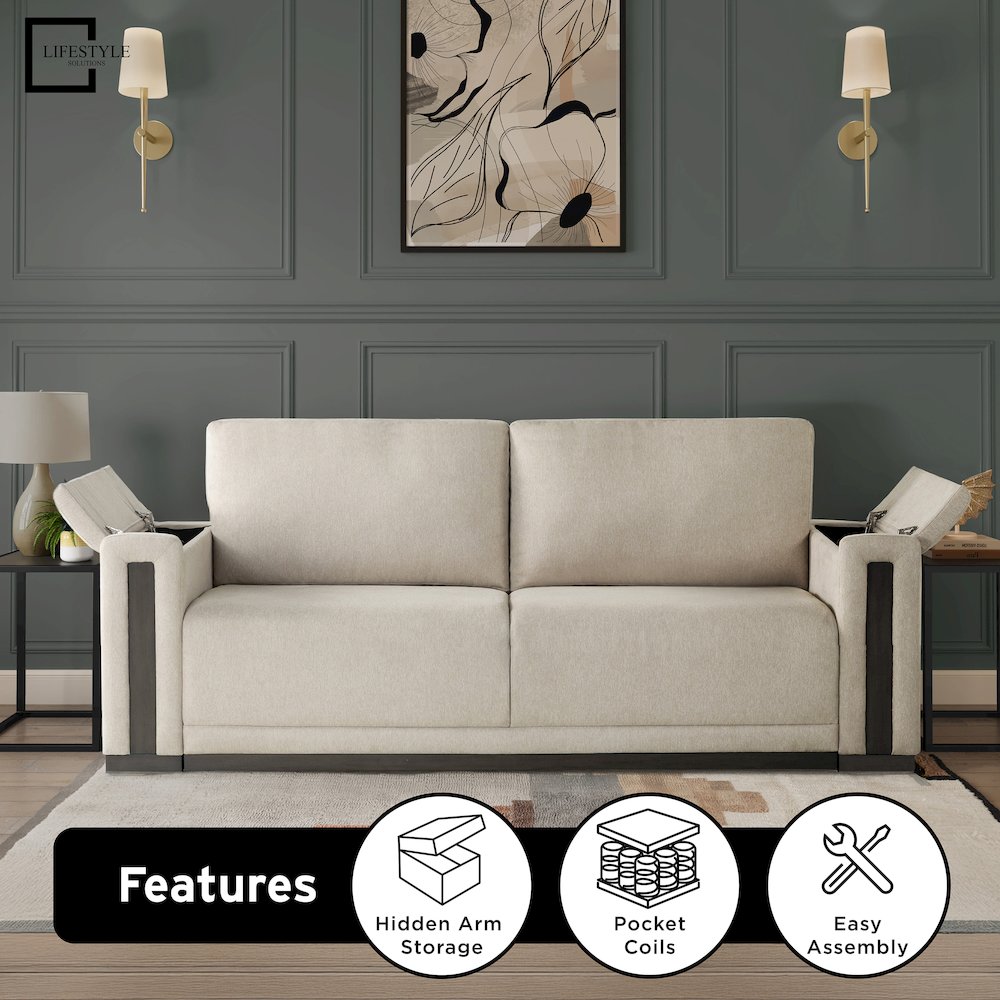 Riles Storage Sofa Beige. Picture 5