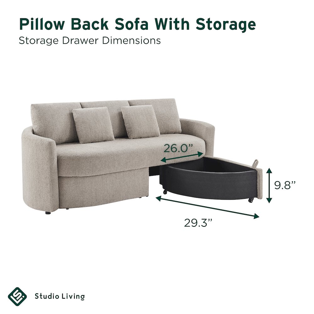 Beckett Storage Sofa Taupe. Picture 13