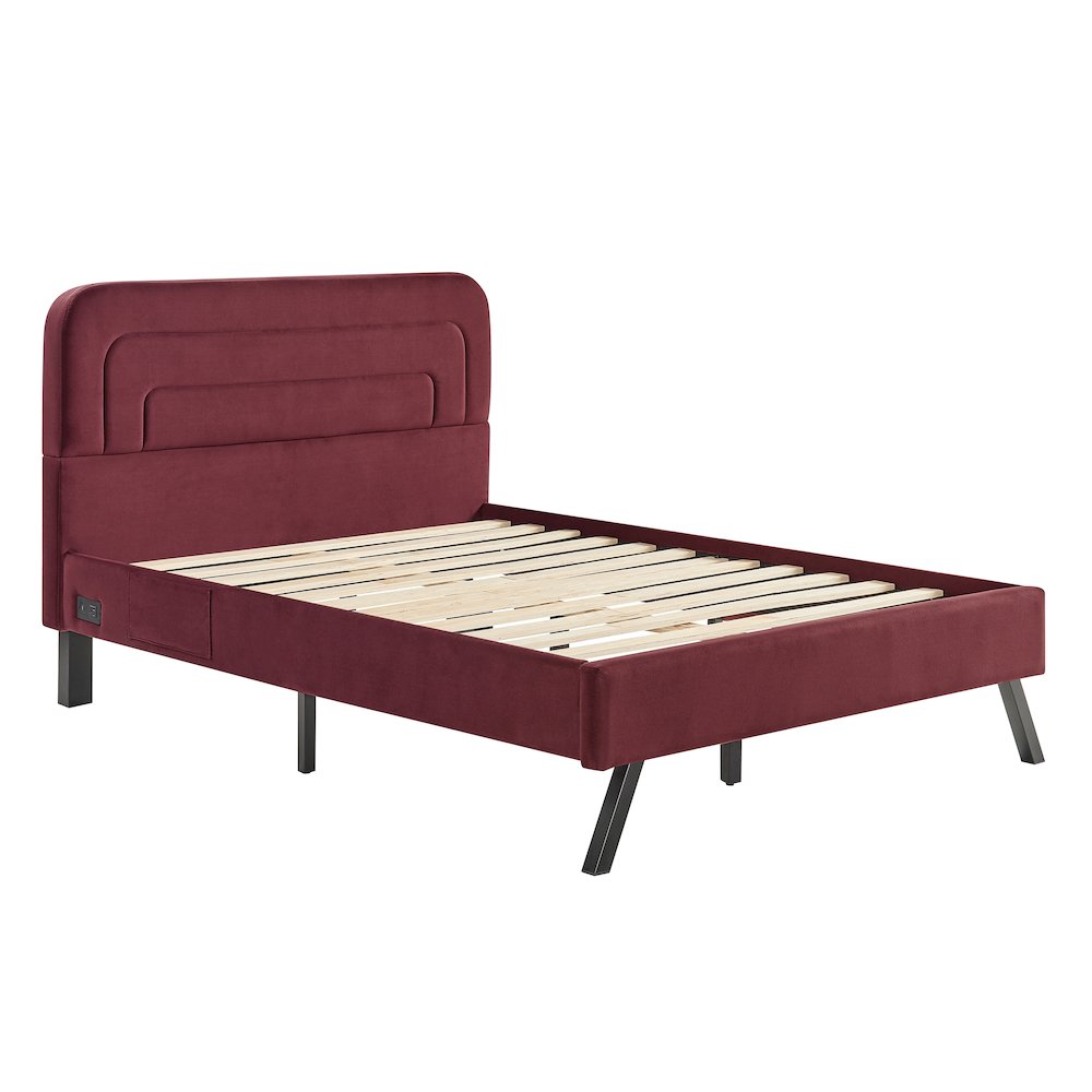 Adaline Upholstered Bed Full Burgundy. Picture 2