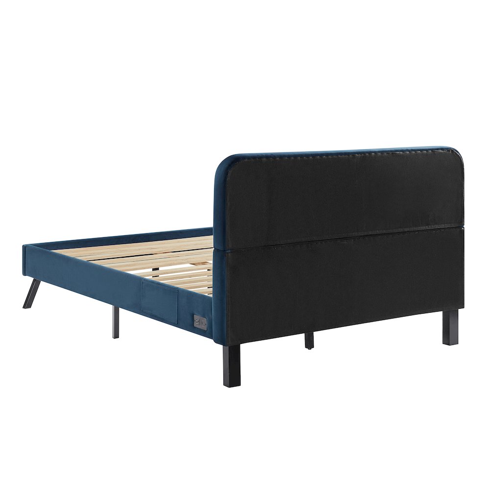 Adaline Upholstered Bed Queen Navy. Picture 6