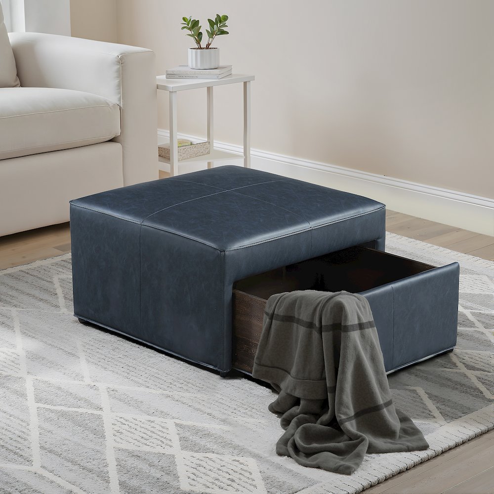 Hailey Storage Ottoman Navy. Picture 2