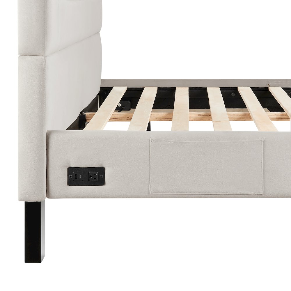 Adaline Upholstered Bed Queen Light Gray. Picture 14