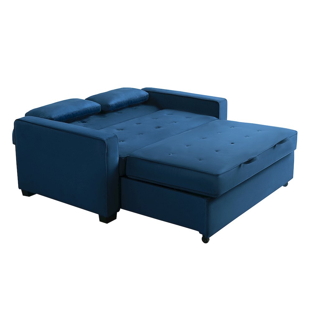 Augustine Full Convertible Loveseat Navy Blue. Picture 2