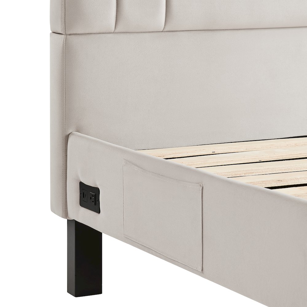 Adaline Upholstered Bed Queen Light Gray. Picture 9