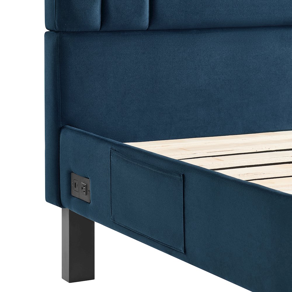 Adaline Upholstered Bed Queen Navy. Picture 9