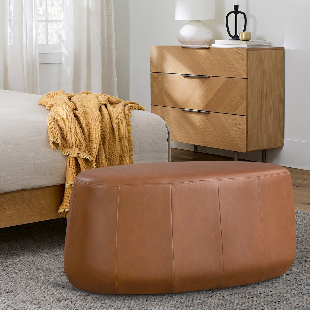 Kayden Upholstered Ottoman Large Carmel. Picture 10