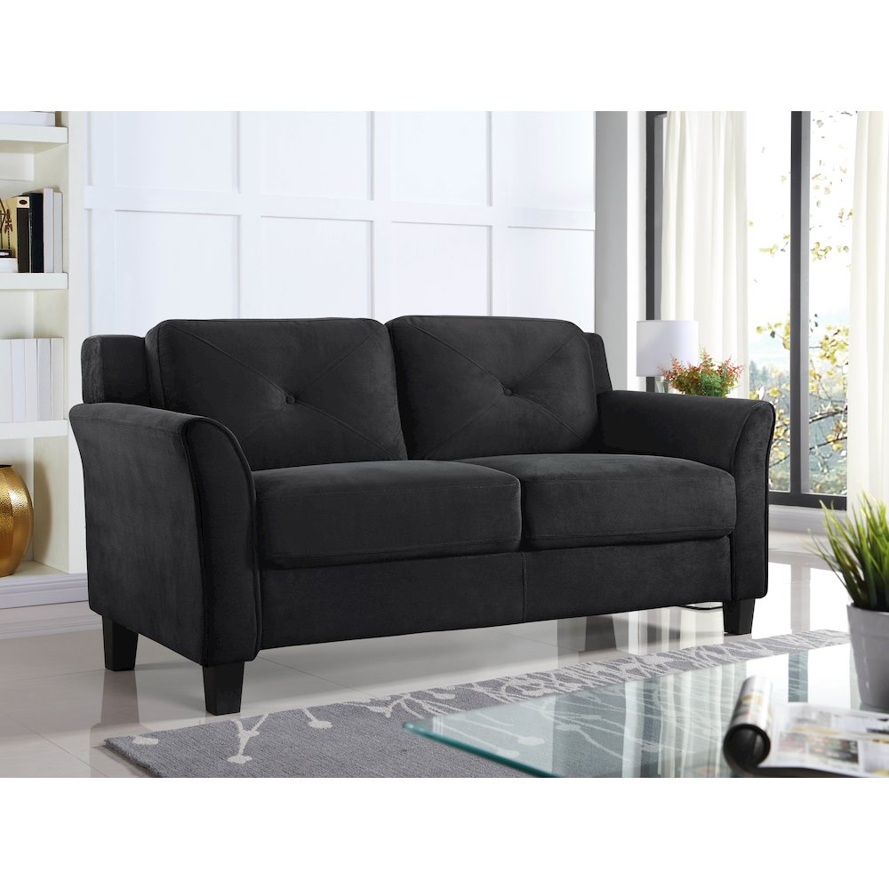 Hartford Loveseat Curved Arms Black. Picture 3