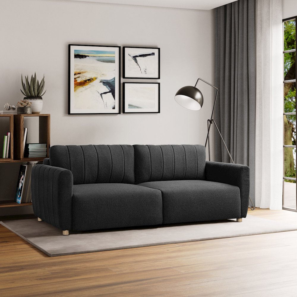 Galloway Convertible Sofa Charcoal Boucle. Picture 10