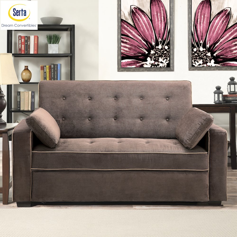 Augustine Full Convertible Loveseat Java. Picture 4